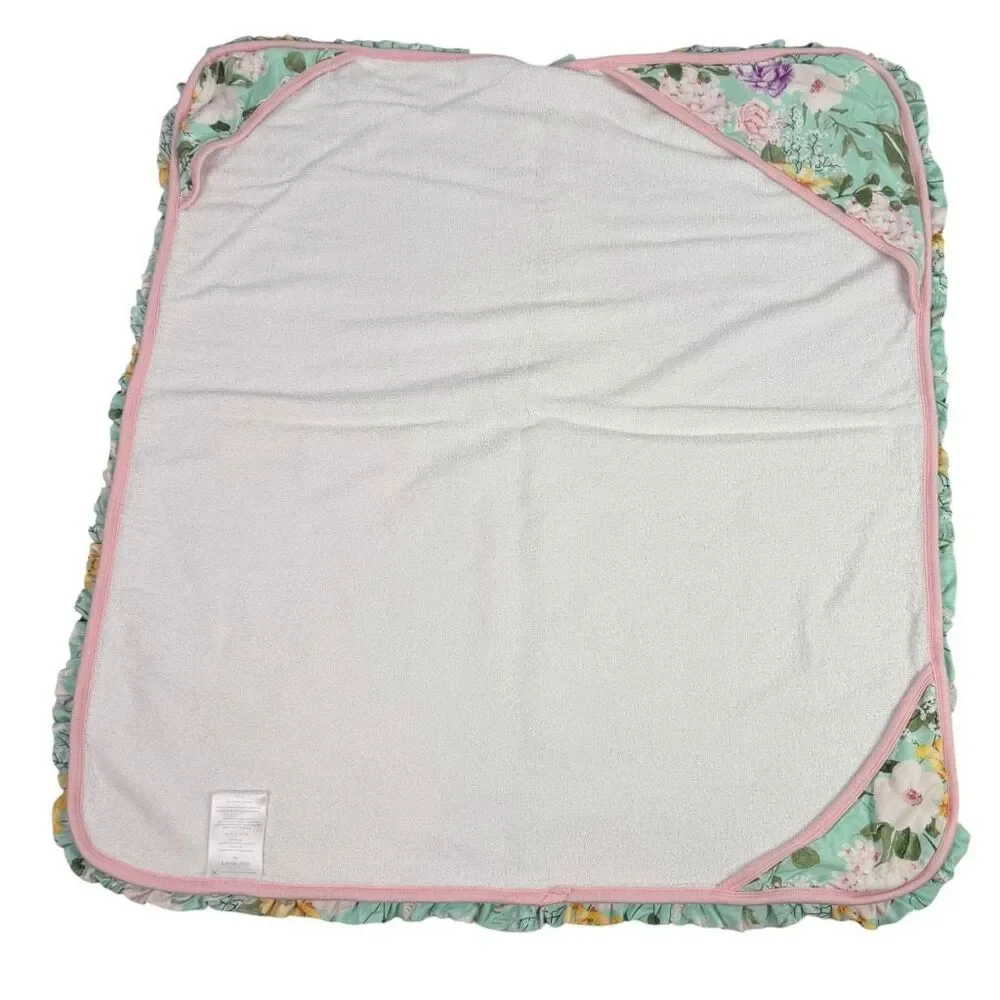 Posh Peanut Infant Hooded Bath Towel Green Floral